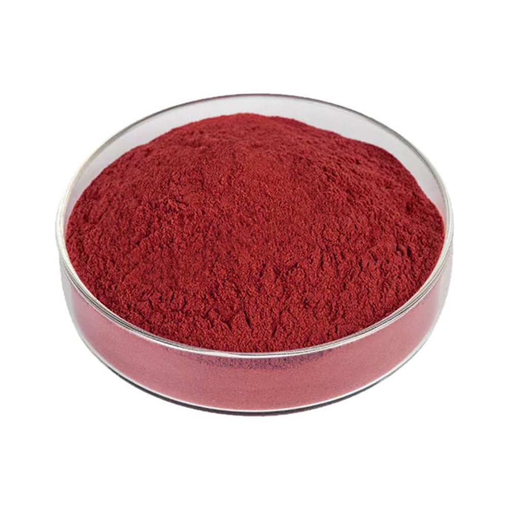 Deep crimson red Cochineal Powder fine powder detail